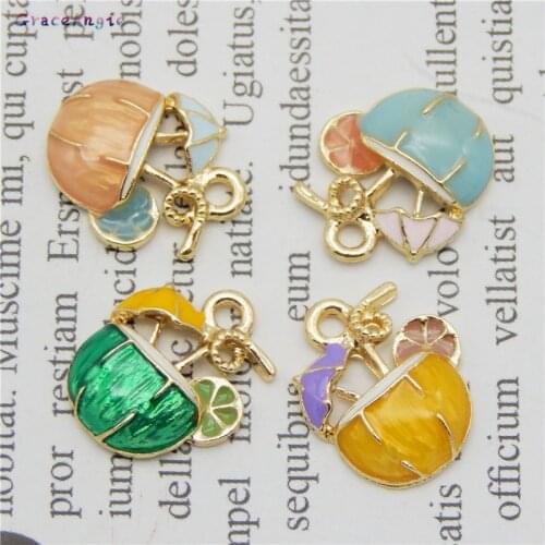 4pcs Mix Color Food & Beverages Enamel Charms Alloy Summer Juice Lemon Jewelry diy Earrings Crafts Necklace Keychain Pendant