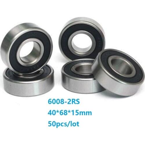 50pcs/lot 40x68x15mm 6008RS 6008-2RS 6008 2RS 40*68*15mm Double rubber seal Deep Groove Ball bearing