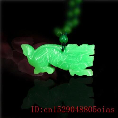 Amulet Chinese Fashion Jewelry Gifts Green Jadeite Necklace Natural Jade Dragon Pendant Charm