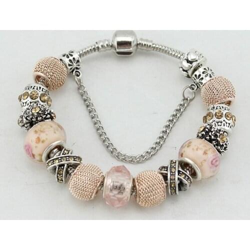 ANNAPAER Bardzo ladna BranzoletKa with Invisible Setting Mulitlayer Catena Beige Glass Bead & Alloy Beads with Artificial B15160