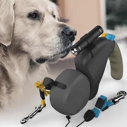 Hot Convenient Pet Dogs Leash Pets Cats Automatic Retractable Dog Double Sides Leash Rope with LED Light Dog Accessories