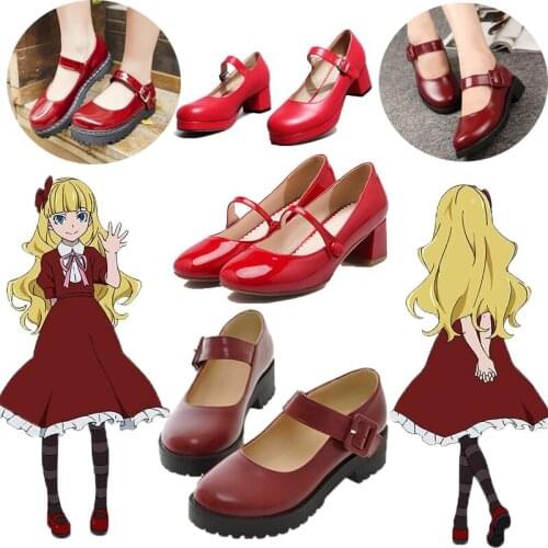 Anime Bungo Stray Dogs Alice cosplay shoes Red Lolita leather shoes Kawaii Anime Red buckle shoes Halloween christmas Accessorie