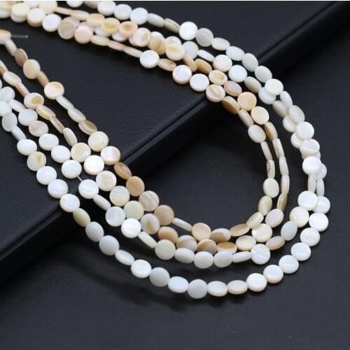 6/8/9/10/11mm Natural Shell Beads Coin Mother of Pearl Shell Loose Beads for DIY Charm Necklace Bracelet Jewelry Making 14