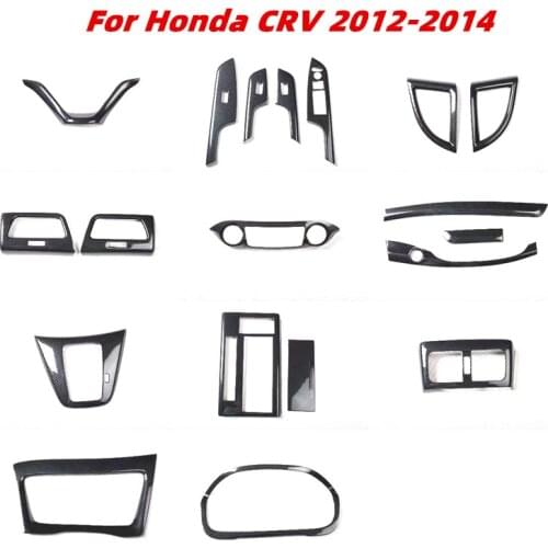 For Honda CRV 2012 2013 2014 Accessories Car decoration stickers imitation carbon fiber Steering Whee Air Center Console panel