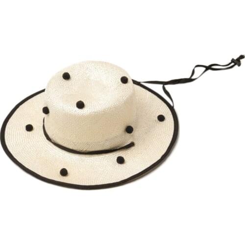 Toddler Kids Boys Girls Summer Straw Sun Hat Cute Pompom Ball Large Wide Brim Travel Holiday Sunscreen Beach Floppy Cap with Ch