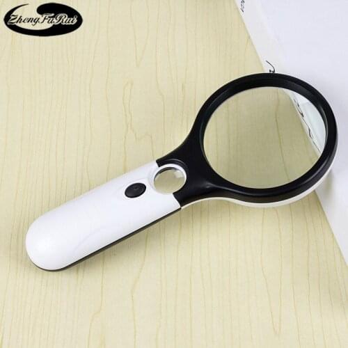 Chemistry Lab Set Led Double Lens with Light Handheld Magnifying Glass, 6902ab Educational Equipment Magnifying Glass