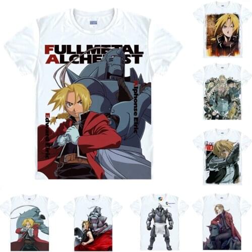 Coolprint Anime Shirt Fullmetal Alchemist of Steel T-Shirts Multi-style Short Sleeve Edward Elric Alphonse Cosplay Motivs Shirts