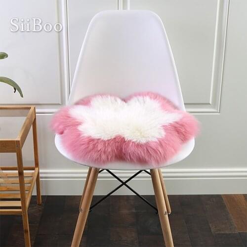 Coffee pink grey 100% wool plush long fur round chair seat cushion pillow home decor coussin de chaise SP5456 free shipping