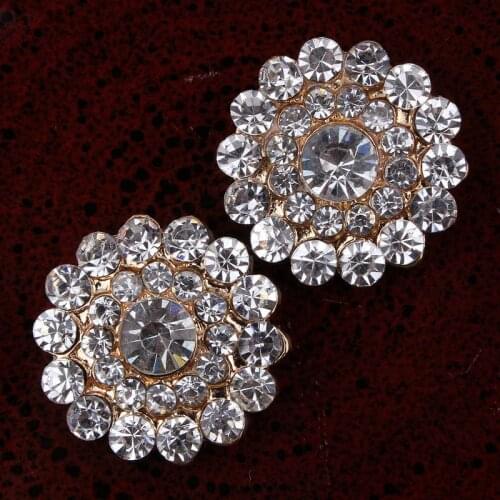 50pcs 20mm Rhinestone Buttons Round Rhinestone crystal Sewing Button Flatback Buttons For Clothing Scrapbook Craft Decorative