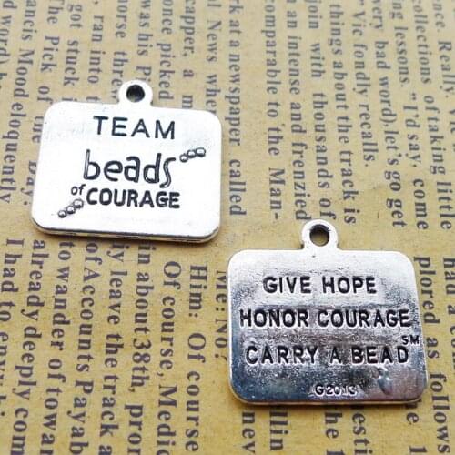 RAINXTAR Fashion Alloy Team Beads Of Courage Charms Give hope honor courage carry a bead Charms 20*21mm 50pcs AAC1948
