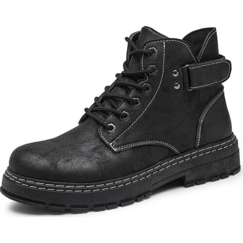 Men Shoes Autumn Winter Boots Retro Style Ankle Boots Lace Up Casual Boots High-top Shoes for Men Wear-resistant Zapatos Boots