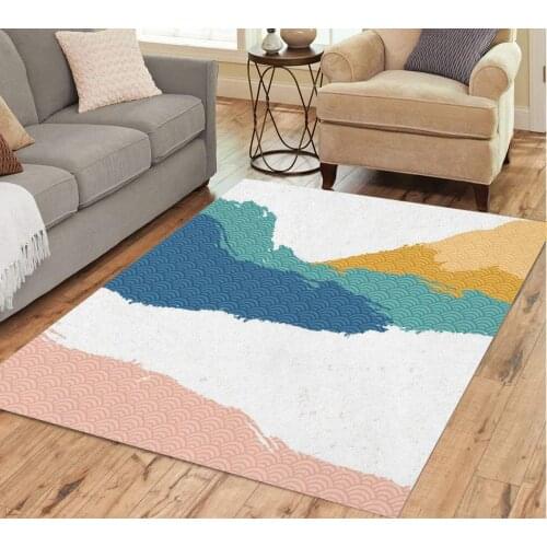 Bohemian Abstract Style Sun and Mountains Floor Mat Door Mat Anti-slip Mat Carpet Bedroom Living Room Home Decoration