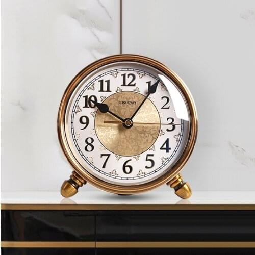 Vintage European Style Table Clock Art Metal Silent Creative Living Room Desktop Desk Clock Despertador Home Decor Crafts DA60ZZ