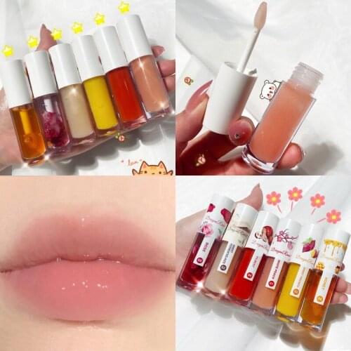 Natural Plant Extarct High Gloss Lip Oil Moisturizing Dry Flower Glow Lip Oil Nourishing Lip Oil Biting Lip Plumper Lip gloss