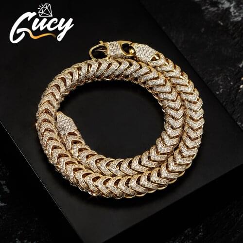 GUCY 12mm Round Shape Necklace Choker Gold Silver Color Hip Hop Link Bling Full Cubic Zirconia Mens Rock Street Jewelry