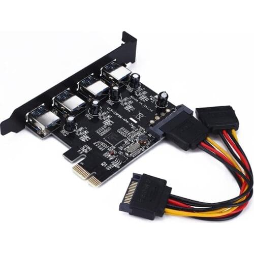 ULS PCI-e to USB3.0 4 Ports Expansion Adapter Card USB 3.0 HUB PCI Express Expansion Card Adapter 5 Gbps Speed For Desktop