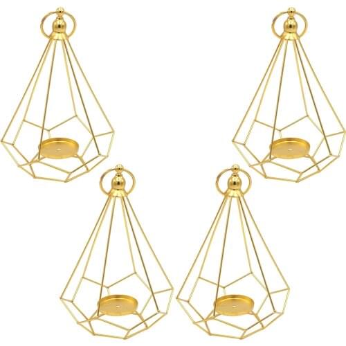 4pcs Diamond Shaped Tealight Votive Candle Holder Stand Wedding Party Table Decor Crafts Home Decor Crafts Gifts Gold