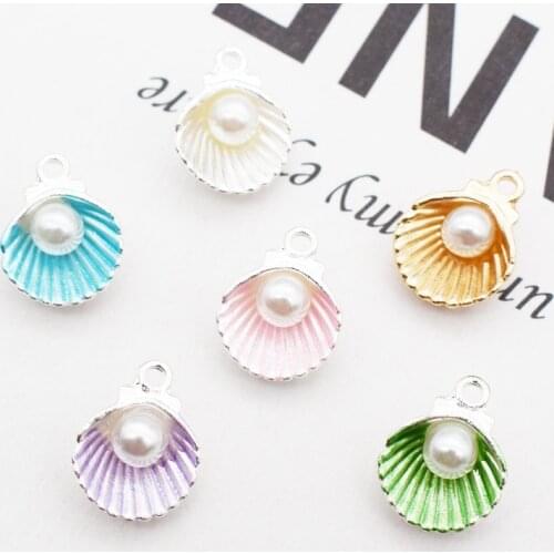 20pcs/lot Pearl shell shape Diy creative accessories rhinestone buttons diamond flat back embellishments cellphone decoration
