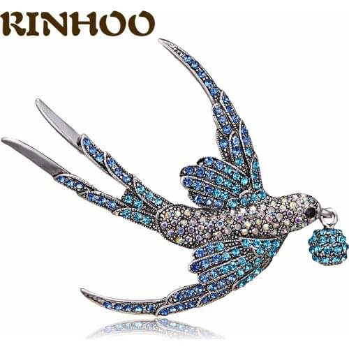 RINHOO Exquisite Enamel Swallow Magpie Bird Brooches For Women Luxury Fashion Rhinestone Brooches Pins Lucky Jewelry Gift