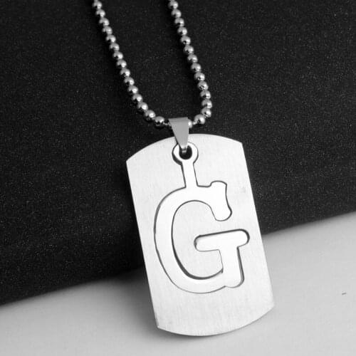 RONGQING 1pcs Stainless Steel Letter G Pendants Necklace for Men Birthday Gifts