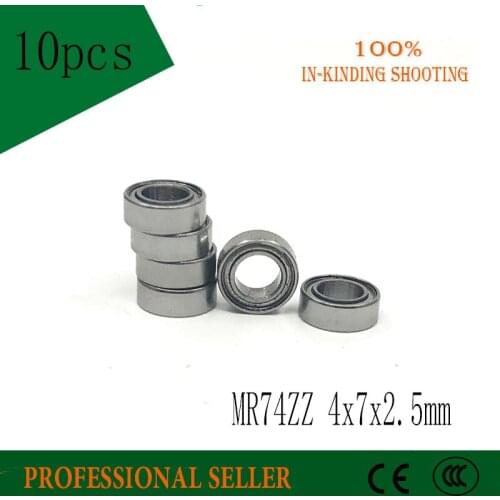 Free Shipping 10 PCS MR74ZZ ABEC-5 4X7X2.5 mm Deep groove Ball Bearings MR74 / L-740 ZZ