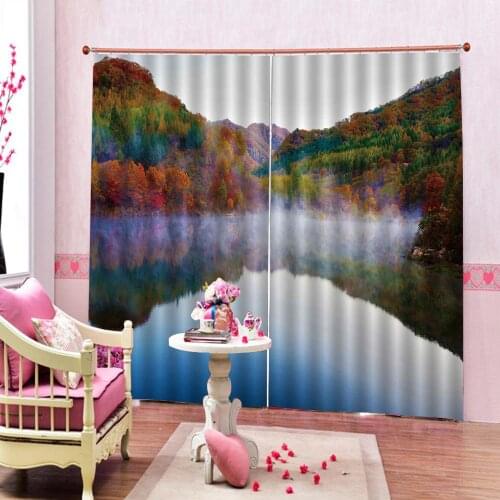 Nature scenery curtains Luxury Blackout 3D Window Curtains For Living Room Bedroom lake blackout curtains