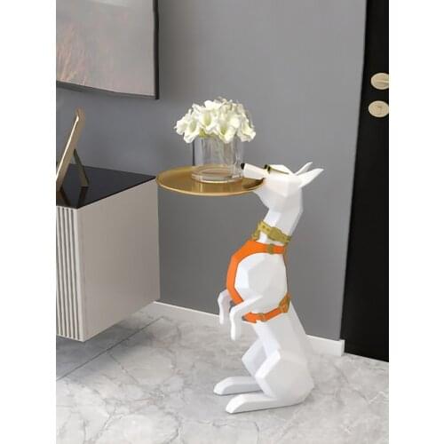 Nordic Decoration Home Figurine Dog Pallets Statues Creative Living Room Sculpture Large Landing Dog Statue Modern Home Decor