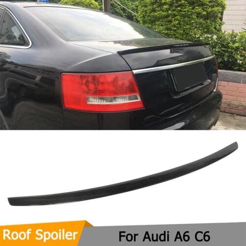 For Audi A6 C6 Spoiler 2005-2011 High Quality Carbon Fiber Rear Trunk Roof Spoiler Wing Car Styling