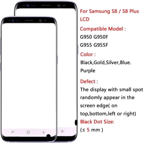 SUPER AMOLED S8 Plus LCD For Samsung S8 SM-G950F G955F LCD Display Touch Screen Frame Digitizer Assembly For Galaxy S8 Repair