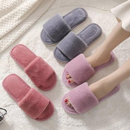 Winter Women House Slippers Faux Fur Warm Flat Shoes Female Slip on Home Furry Ladies Slippers Soft Plush Home Slippers#f3