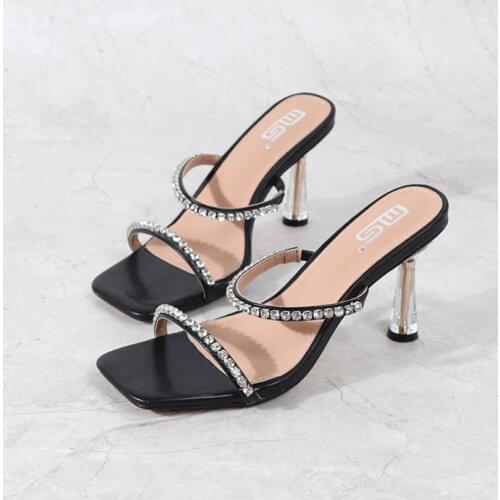 Women Shoes Luxury Brand High Quality 2021 Brand Female Pumps Crystal High Heels Summer Slides Casual Party Shoes Comfortable