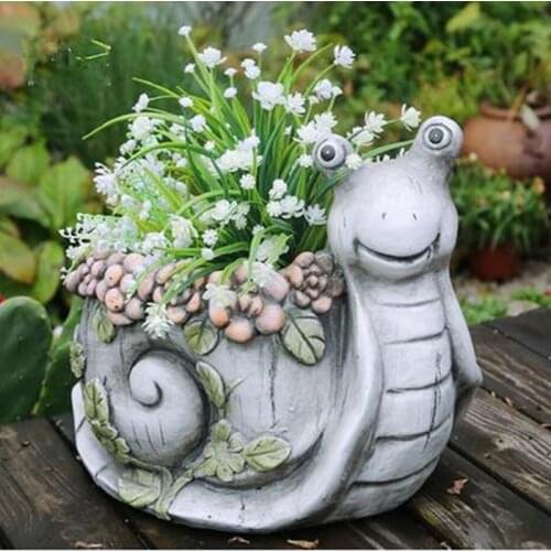 European-style retro tortoise and snail flower pot decoration crafts, home garden office balcony landscape decoration gift