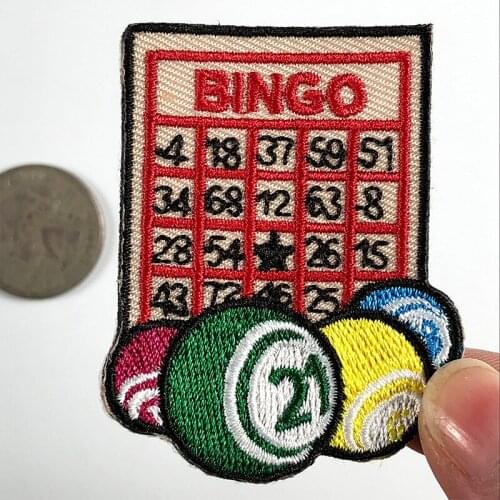 PGY Letter Bingo Embroidered Appliques Iron On Patches for Clothes Fine Pool Snooker Patch Diy Coat Jeans Accessories Parches
