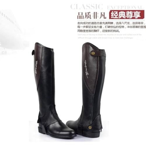 High Quality Half Chaps Full Soft Cow Leather Splicing Horse Riding Chaps Body Protector Equestrian Equipment For Unisex