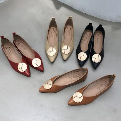 Women Flats Pointed Toe Slip On Loafer Shoes Fashion Buckle Flat Heel Shallow Ballet Shoes Office Ladies Work Shoe zapatos mujer