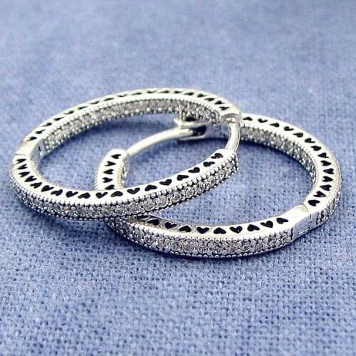 Original Hearts Of Circles Earring With Crystal For Women 925 Sterling Silver Earring Wedding Gift Europe Jewelry