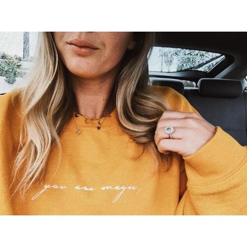 You are magic sweatshirt yellow women fashion pure cotton casual grunge tumblr camisetas aesthetic vintage pullovers cute tops