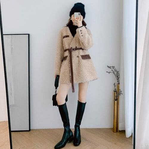 100% Wool Real Fur Coat Female Korean Sheepskin Jacket Women Autumn Winter Clothes Fashion 2021 Mulheres Casacos Pph2462