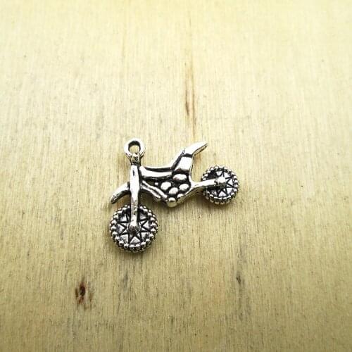 10pcs--23X18mm Motorcycle Charms 2 sided Dirt Bike charm pendants DIY necklace/ bracelets charms antique silver tone