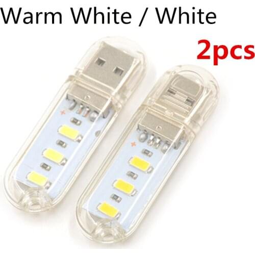 2pcs DC 5V 3 LEDs Bulbs Tubes Mini USB Lamp Book Lights Camping LED Bulb USB LED Night Light For PC Laptops Notebook Reading