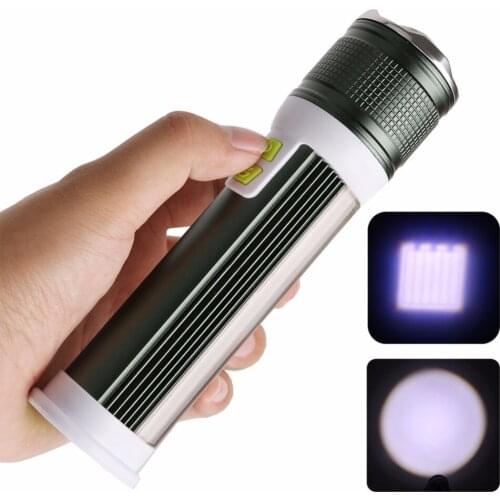 2-in-1 LED COB T6 Flashlight USB Rechargeable Power Bank Torch Floodlight Spotlight Fishing Camping Torch Floodlight Spotlight