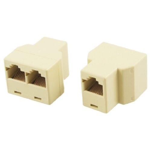 Promotion!2 Pcs 3 Way RJ45 LAN Network Ethernet Splitter Connector khaki
