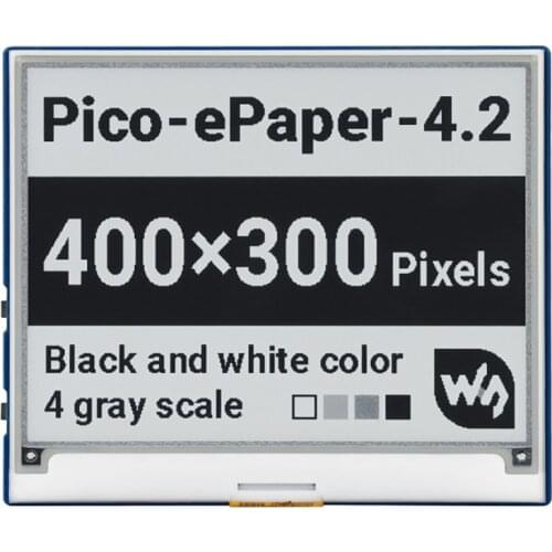 4.2inch E-Paper E-Ink Display Module for Raspberry Pi Pico, 400×300, Black / White, 4 Grayscale, SPI Interface,Jetson Nano/STM32
