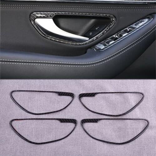 4Pcs/Set Carbon Fiber Car Inner Door Handle Cover Trim Sticker Fit For Mercedes Benz W205 X253 C GLC Class 2015 2016 2017-2021