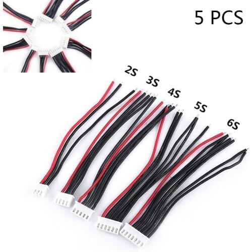 5Pcs JST XH 2s 3s 4s 5s 6s Battery Balance Charger Plug Line/Wire/Connector Cable / Connector 22AWG 100mm JST-XH Balancer Cables