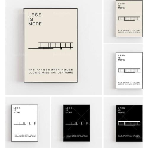 Architectural posters, Bauhaus posters, Ludwig Mies van der Rohe posters, design posters, Farnsworth House Berlin New National G