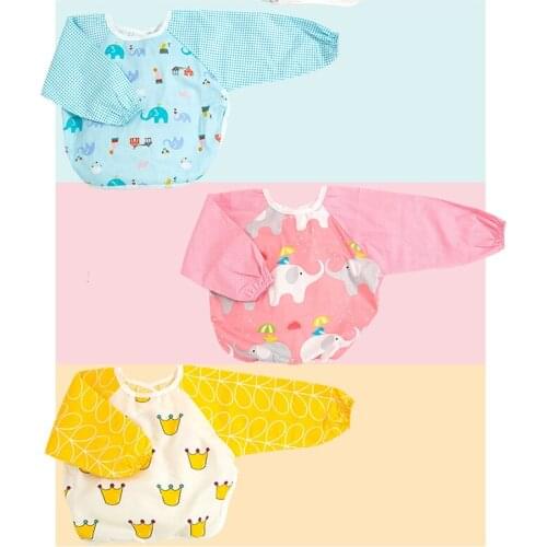 Newborn bandana bibs baby Nursing apron Infant feeding Smock Waterproof Long Sleeve Printing BMT074