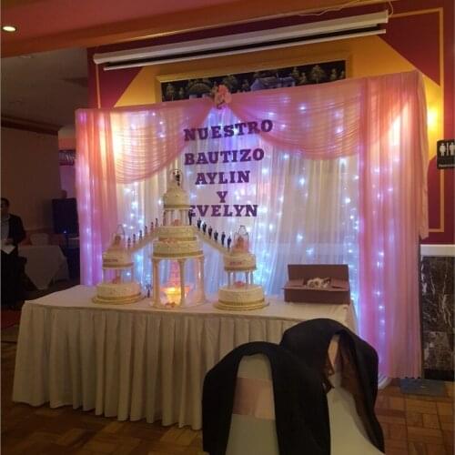 2019 White Wedding Backdrop with hot pink swags stage drape Curtain For wedding decoration 10ft x 10ft