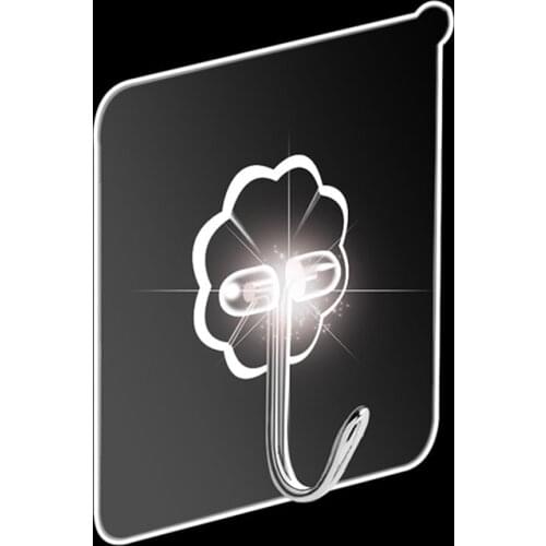 Seamless Hanging Hook Transparent Stainless Steel/PVC Oilproof Waterproof For Kitchen Bathroom Office Reusable Multi Purpose