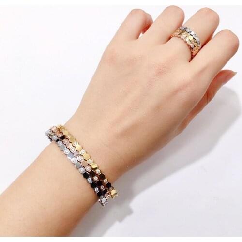 Fashion Beehive Zircon Bangle Titanium Steel Sliver Color high Quality Bracelet Jewelry drop shipping